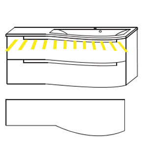 Mineralguss Ablage links 1212 mm Breite mit LED-Beleuchtung: Mineralguss Ablage links 1212 mm Breite mit LED-Beleuchtung