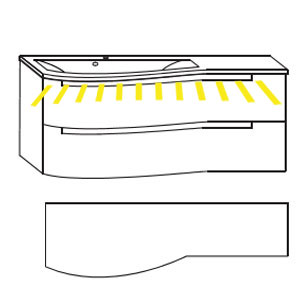 Mineralguss Ablage rechts 1212 mm Breite mit LED-Beleucht.: Mineralguss Ablage rechts 1212 mm Breite mit LED-Beleucht.