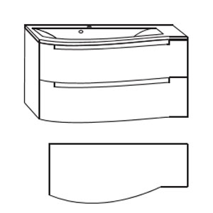 Mineralguss Ablage rechts 912 mm Breite ohne LED-Beleucht.: Mineralguss Ablage rechts 912 mm Breite ohne LED-Beleucht.