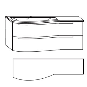 Mineralguss Ablage rechts 1212 mm Breite ohne LED-Beleucht.: Mineralguss Ablage rechts 1212 mm Breite ohne LED-Beleucht.