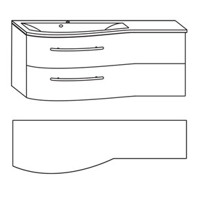 Mineralguss Ablage rechts 1212 mm Breite: Mineralguss Ablage rechts 1212 mm Breite