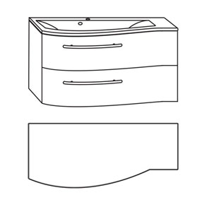 Mineralguss Ablage rechts 912 mm Breite: Mineralguss Ablage rechts 912 mm Breite