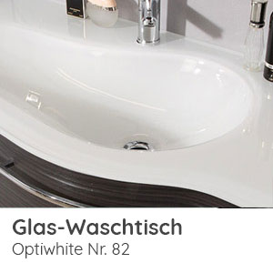 Glaswaschtisch Optiwhite 1212 mm Breite - Ablage rechts: Glaswaschtisch Optiwhite 1212 mm Breite - Ablage rechts