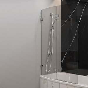 Glasabtrennung mit repaClear veredelt, 985 x 1450 mm: Glasabtrennung mit repaClear veredelt, 985 x 1450 mm