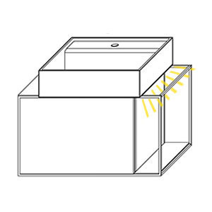 Becken rechts, mit Waschtisch-Beleuchtung 0,7 Watt: Becken rechts, mit Waschtisch-Beleuchtung 0,7 Watt