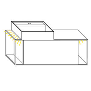Becken links, mit Waschtisch-Beleuchtung 2 x 0,7 Watt: Becken links, mit Waschtisch-Beleuchtung 2 x 0,7 Watt