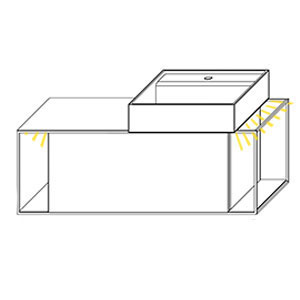 Becken rechts, mit Waschtisch-Beleuchtung 2 x 0,7 Watt: Becken rechts, mit Waschtisch-Beleuchtung 2 x 0,7 Watt