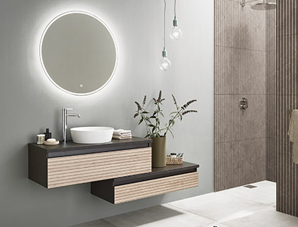 Puris Vialli Badmöbel Set deepline hell Puris Vialli Badmöbel Set deepline hell