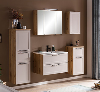 Held Möbel Luca Badmöbel Set Kaschmir Kassettenfront
